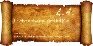 Lichtenberg Arikán névjegykártya